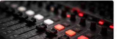 Radio mixing console controls.